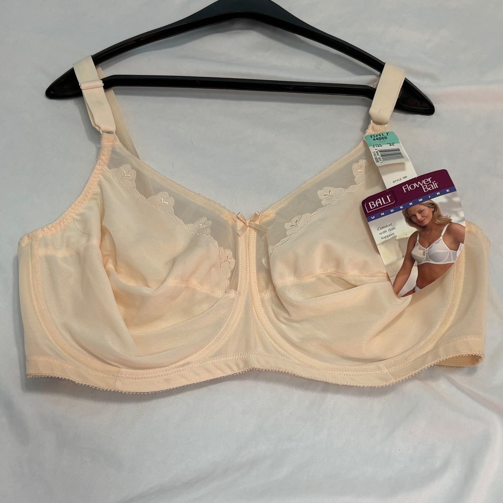 Bali Bra 44DDD Flower Underwire Women Beige Vintage 0180 NWT Support No Bounce